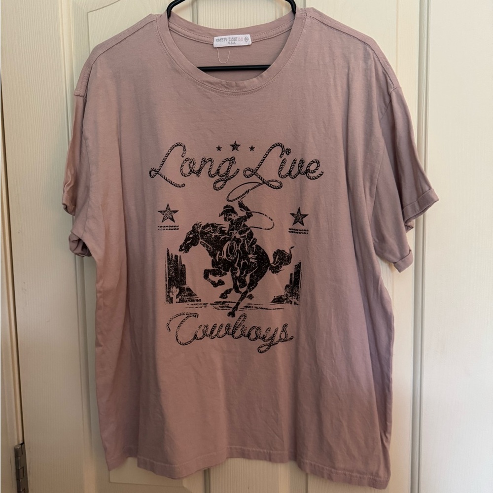 Oversized Graphic Tee with Cowboy Print